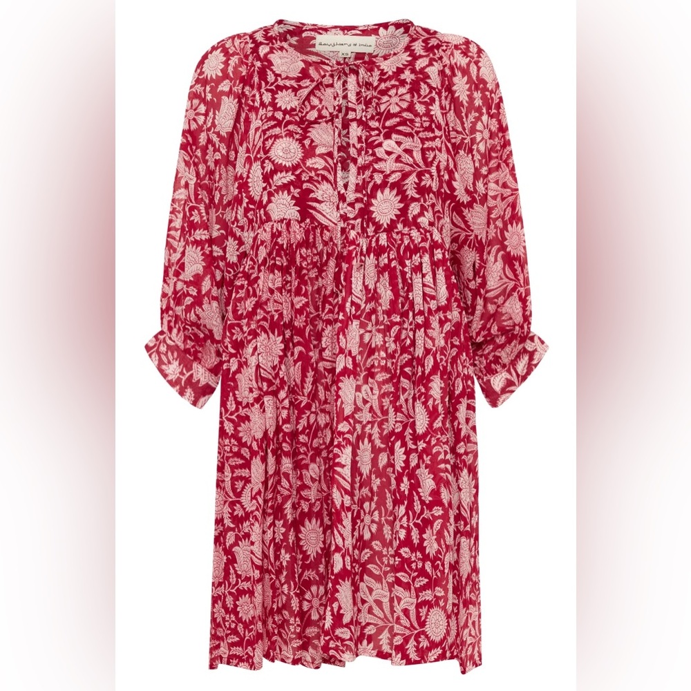 Daughters of India Red and White Floral Dress